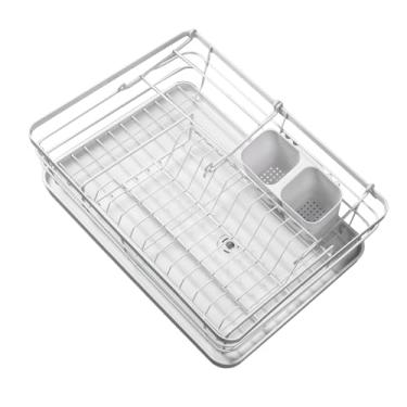 Imagem de OPPWONG Rack de Secagem de Pratos, Filtro de Bico Giratório de Grande Capacidade de 2 Camadas, Escorredor Removível à Prova de Ferrugem Com Suporte para Copo de Vinho
