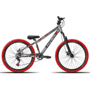 Imagem de Bicicleta aro 26 KOG Freeride Kit Single Pneus Flame, Grafite com verm