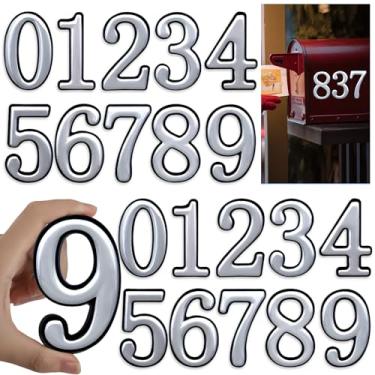 Imagem de Haikole Números autoadesivos de casa 9 cm, reflexivos e à prova d'água para segurança ao ar livre - 20 peças de adesivos de endereço de plástico ABS, escritório, lixeiras em ouro, fácil de descascar e