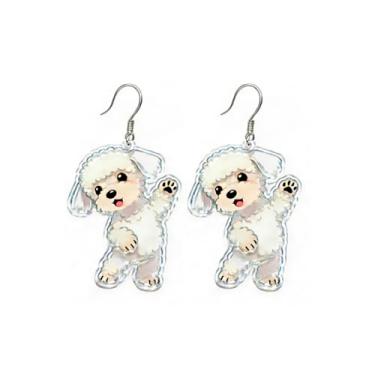 Imagem de OSCCI Adoráveis brincos de acrílico para filhotes de cachorro – Ganchos de liga durável, com tema de animal de estimação fofos, ótimos para roupas casuais e de festa, Acrílico, Sem pedra preciosa