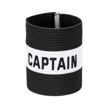 Imagem de YELARXI Braçadeira Capitão, Braçadeira de Capitão de Futebol Elásticas Ajustáveis Braçadeiras Líder Team Sport Rugby Player Band 10,4 x 8,6 cm e Preto/Branco Ajuste para (Treinamento de Futebol