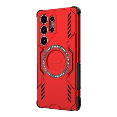 Imagem de POYUFRG Capa magnética para Samsung Galaxy S26 Ultra/S26 Plus/S26, capa de telefone fina fosca com dissipação de calor suporta capa de carregamento sem fio, vermelha, S26 Plus