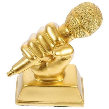 Imagem de HANABASS Troféu de microfone de resina para meninos e meninas Troféu de lembrança decorativa para meninos e meninas prêmios de microfone