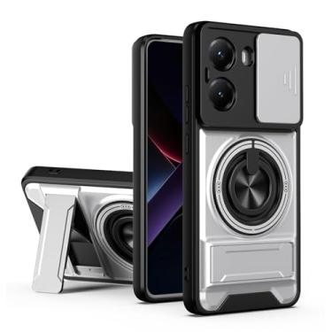 Imagem de SORAKA Capa para Xiaomi Poco X7 Pro com suporte,proteção de lente com janela e capa dupla de PC e TPU compatível com suporte magnético para carro