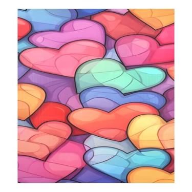 Imagem de Qilmy Capa magnética para lava-louças Dia dos Namorados corações vermelhos 58 x 66 cm para porta da frente capas decorativas de geladeira adesivo de folha magnética para máquina de lavar louça painel