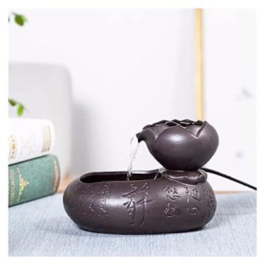 Imagem de x3anggyt5 Fonte de água de mesa interna mini fonte de água de cerâmica cascata fonte de mesa zen para decoração interna de casa mesa mesa escritório fontes de mesa (preto)