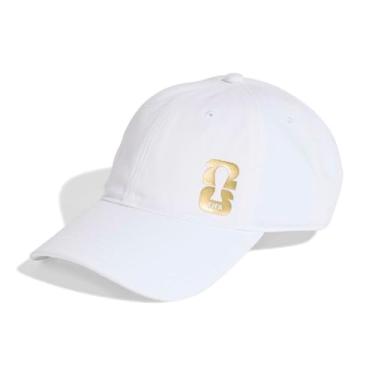 Imagem de adidas Boné unissex com emblema oficial da Copa do Mundo para adultos, branco/ouro escuro, tamanho único