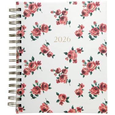 Imagem de WORLD TRAVELER Agenda 2026 semanal e mensal - 18 cm x 21 cm capa dura janeiro dezembro espiral agenda diária 2026 lista de tarefas, tamanho 17 x 21 cm, rosas vermelhas