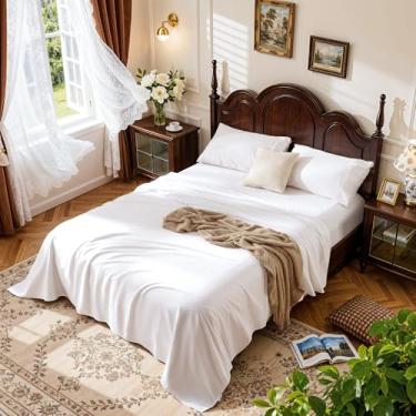 Imagem de LBRO2M Conjunto de lençóis 1000 fios 100% algodão, conjunto de lençol king size, conjunto de 4 peças, grampo longo, bolso profundo de 40,6 cm, todas as estações, roupa de cama super macia confortável