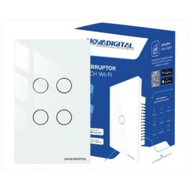 Imagem de Interruptor Touch 4 Botões Wi-Fi Novadigital 4x2 Branco - C19