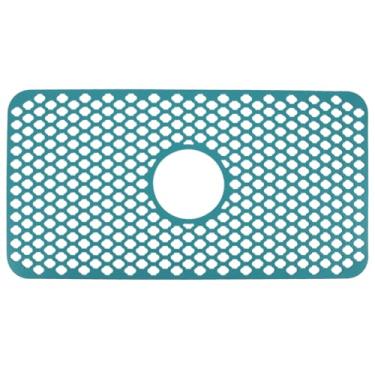 Imagem de Tapete grande isolante para pia de silicone premium antiderrapante protetor de pia de cozinha com furos de drenagem para vidrarias frágeis e pias de aço inoxidável 24,8 x 13,0 pol. (Verde)