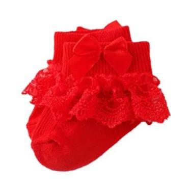 Imagem de Meias De Algodão Com Renda Para Bebês Meninas 0-24 Meses, Meias De Pri