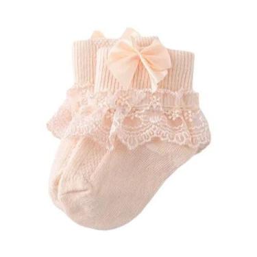 Imagem de Meias De Algodão Com Renda Para Bebês Meninas 0-24 Meses, Meias De Pri