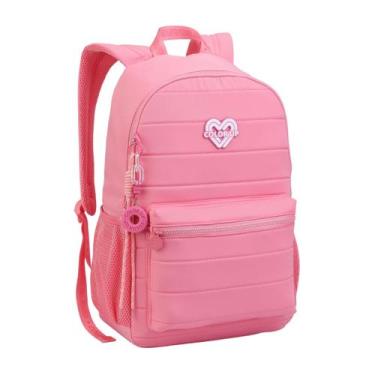 Imagem de Mochila De Costas Color Up Meninas Juvenil Escolar Passeio Cor:Rosa - 