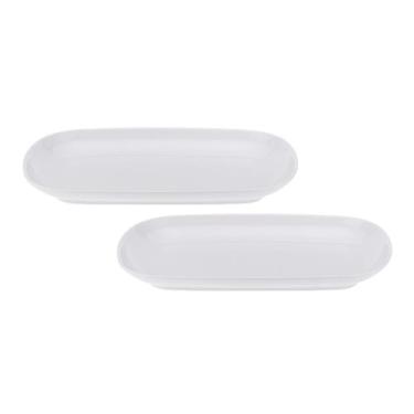 Imagem de Kit Duas Travessa Retangular de Melamina Rasa 21,7 x 14,2 x 2 cm WECK