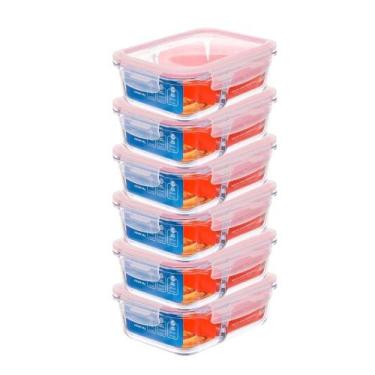 Imagem de Kit com 6 Potes de Vidro Herméticos 1,040L com Divisória Invicta, Únic