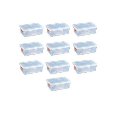 Imagem de 10 Caixas Plásticas C/ Tampa Organizadora Multi Uso 5 Litros - Pleion