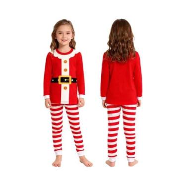 Imagem de Conjunto De Pijamas Infantis De Natal, Fantasias De Elfo E Papai Noel,