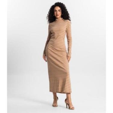 Imagem de Vestido Midi Feminino Rovitex Marrom-Feminino