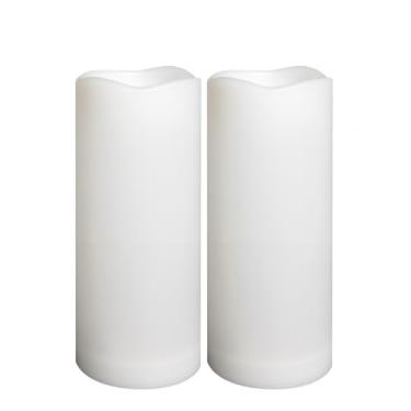 Imagem de Velas sem chamas à prova d'água operadas por bateria para uso externo com temporizador automático, resina plástica cintilante, luzes de pilar elétricas de LED para lanterna, pátio, jardim, decorações
