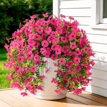 Imagem de Plantas artificiais de flores artificiais para decoração de primavera e verão, 2 peças de margaridas de seda falsas que não desbotam, resistentes a raios UV, realistas, para uso externo, varanda