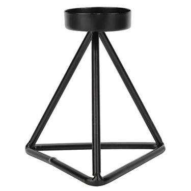 Imagem de Castiçal preto inovador de cabeça única, castiçal de ferro para decoração de mesa de casamento em casa, estilo simples e elegante, formato exclusivo, perfeito para jantar à luz de (Curta)