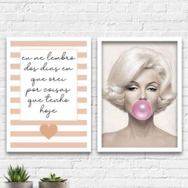 Imagem de Kit 2 Quadros Dias Em Que Orei Chiclete 45X34Cm