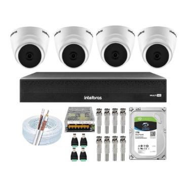 Imagem de Kit Intelbras Full Hd Dvr 04ch + 04 Cameras C/ Áudio + HD + Acessórios