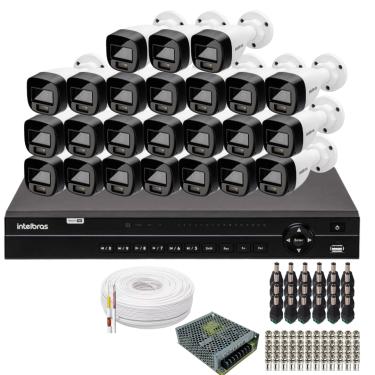 Imagem de Kit 24 Câmeras Intelbras 1120b Full Color, Dvr 32ch Mhdx 1232 Sem Hd