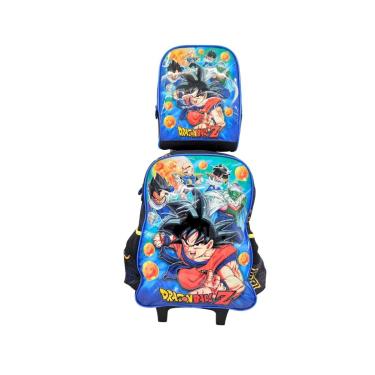 Imagem de Mochila com Rodinhas + Lancheira Infantil Kit Goku Vegeta Dragon Ball Z