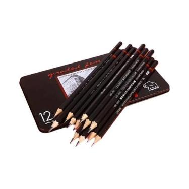 Imagem de Conjunto De 12 Lápis De Madeira 2H-8B Para Desenho Profissional, Escri