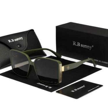 Imagem de Óculos De Sol Feminino Estilo Quadrados Com Moldura Grande Borboleta De Luxo Polarizado Uv400 Verde