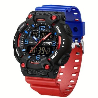 Imagem de Relógio Esportivo De Moda Masculino Sanda - à Prova D'água Preto Vermelho
