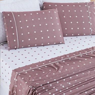 Imagem de Jogo De Lençol Casal Padrão Petit Poa 200 Fios 4 Peças Cor Poa Rose