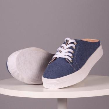 Imagem de Tênis Feminino Mule Babuche Calce Fácil - Tulip Shoes, Azul, 38