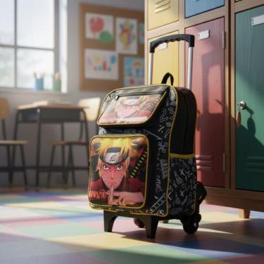Imagem de Mochila Escolar Carrinho Menina e Menino Personagens Grande Cor:Naruto