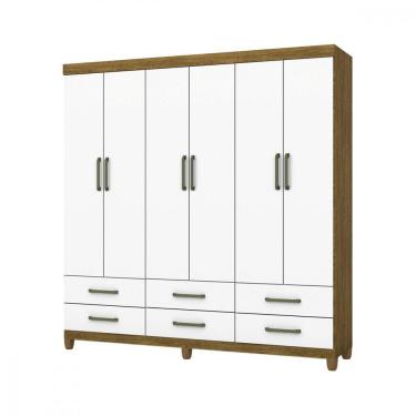Imagem de Guarda Roupa D22 6 Portas 6 Gavetas Com Pés Carioca Móveis Freijó Com Branco