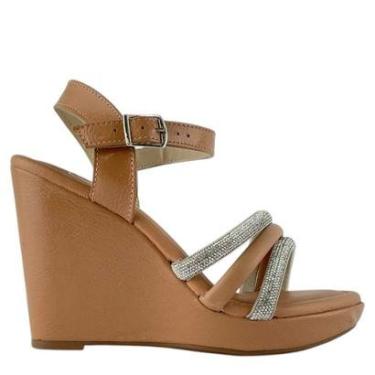 Imagem de Sandália Moleca Feminina Salto Anabela Alto e Detalhe Strass-Feminino
