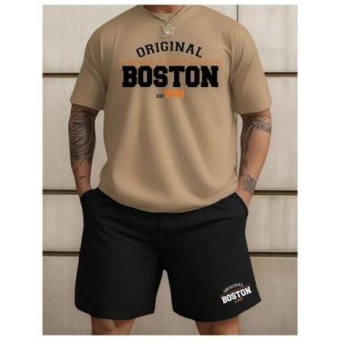 Imagem de Kit Camisa Camiseta e Short Tactel Masculino Boston Massachusetts Esti