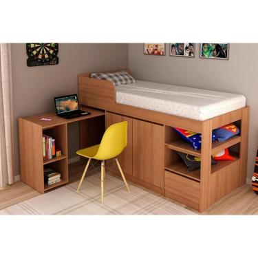 Imagem de Cama Multifuncional Juvenil Cm8021 C- Escrivaninha Amêndoa - Tecno Mobili