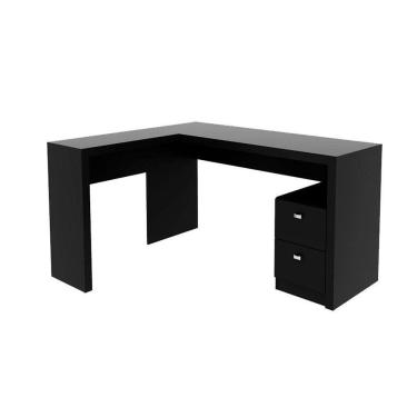 Imagem de Mesa Canto p/Escritório ME4129 c/ 2 Gavetas Preto - Tecno Mobili
