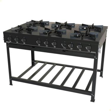 Imagem de Fogão Industrial Venâncio A Gás Glp Bravo 6 Bocas Preto Br6bpr