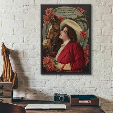 Imagem de Quadro Mulher Vintage Com Cavalo 33X24Cm
