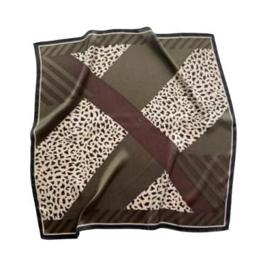 Imagem de Lenço De Seda Feminino Estampado Com Plantas Naturais Coloridas De 68c