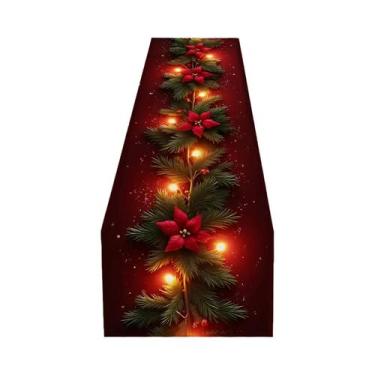 Imagem de Caminho De Mesa Floral De Natal Com Galhos De Pinheiro Para Festas, De