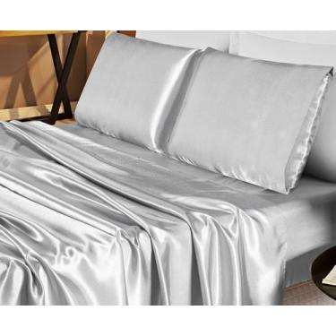 Imagem de Lençol Casal Queen Size Jogo 4 Peças C/ Elástico Cetim - Bella Layette