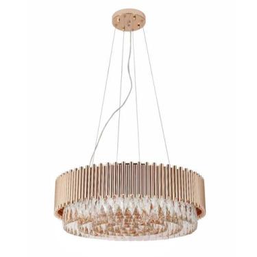 Imagem de Pendente Tatty Dourado Com Cristal Transparente 50Cm 8 Lâmpadas E14 El