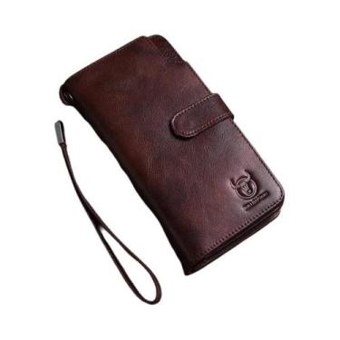 Imagem de Carteira Longa De Couro Masculina, Bolsa Clutch, Porta-Cartões De Créd