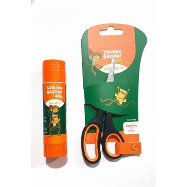 Imagem de Kit Escolar 01 Cola em Bastão 40g + 01 Tesoura Escolar Soft - Leo e Le