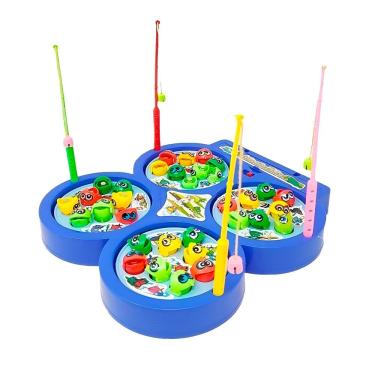 Imagem de Brinquedo Pescaria Pega Peixe 32 Peixes 4 Varas Coloridos - Jogo De Pescaria Infantil Com Som